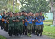 Jaga Soliditas Dan Kebugaran Tubuh, Prajurit dan PNS Korem 043/Gatam Olahraga Bersama