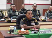 Kasrem 043/Gatam Ikuti Penerimaan Kunjungan Tim Dalproggar TNI AD Di Kodam II/Swj Secara Virtual