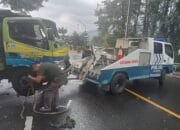 Polsek Cisarua Bersama Unit Laka Lantas Sat Polres Bogor Tangani Olah TKP Kecelakaan